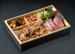 A5ランク黒毛和牛ステーキと鋤焼弁当【お茶付き】