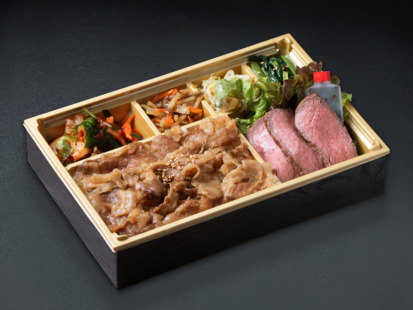 A5ランク黒毛和牛ステーキと鋤焼弁当【お茶付き】