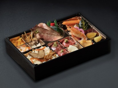 松茸＆A5和牛の肉寿司＆A5ランク黒毛和牛ステーキ弁当【お茶付き】